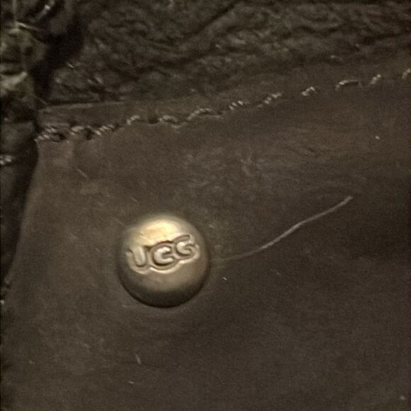 Ugg Wedge Black Leather Tall Boots Size 8 - Picture 6 of 6